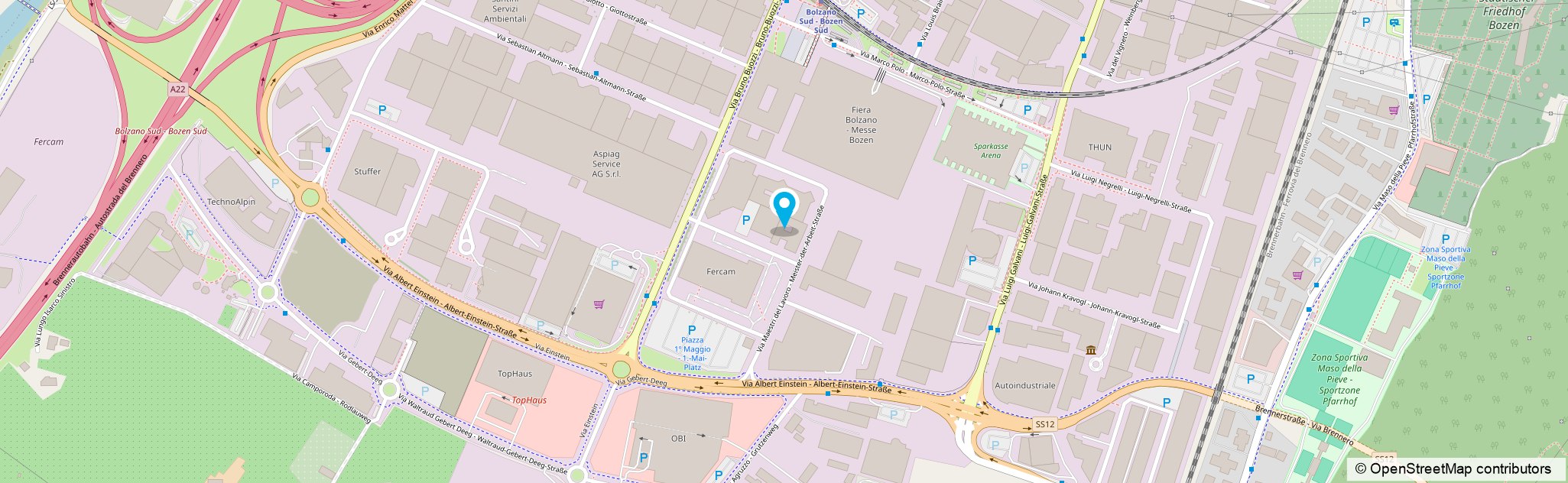 Karte des REVI-Sitzes, Marie-Curie-Straße 17, Bozen